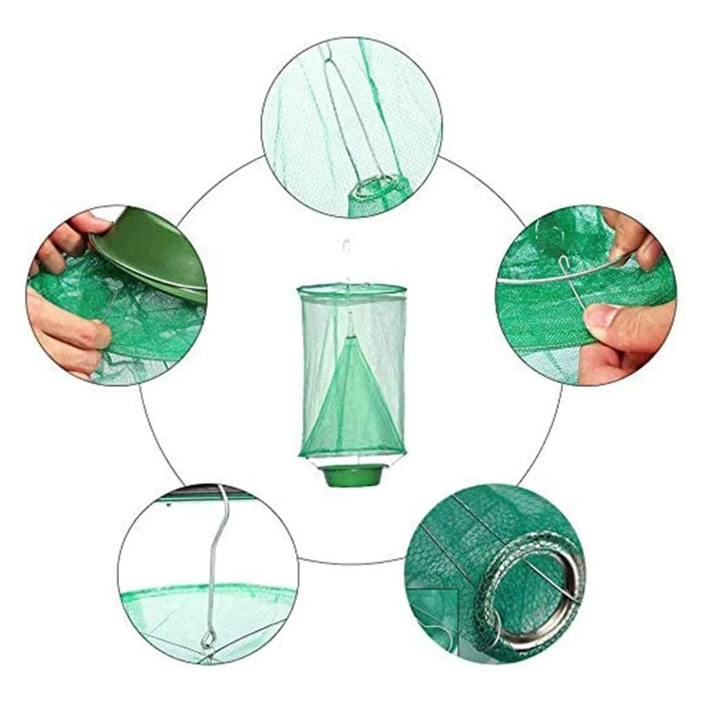 

2PCS Reusable Hanging Flycatcher Folding Fly Trap Net Summer Mosquito Top Catcher Fly Wasp Insect Bug Killer Catcher