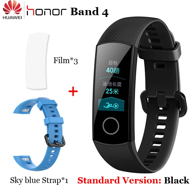 3Flim n S blue Strap Умный Браслет huawei Honor Band 4 5 Amoled, цветной сенсорный экран 0,95 дюйма, для плавания, для обнаружения сердечного ритма, сна - Color: 3Flim n S blue Strap