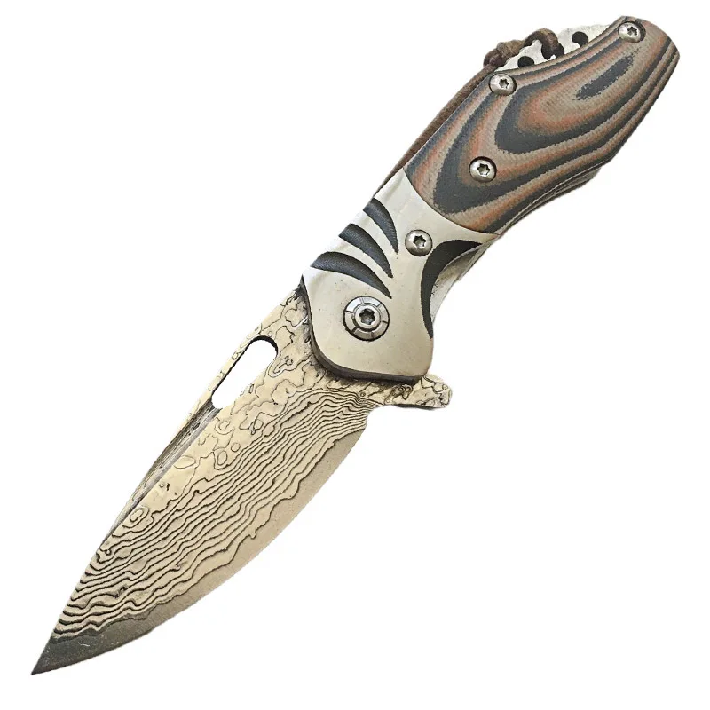 Нож ручной ковки из дамасской стали практичный тактический складной карманный