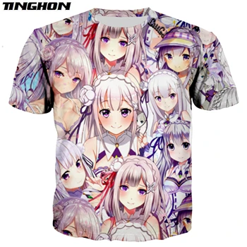 XS 7XL летняя обувь для мужчин и женщин Обувь косплея футболка в стиле Re: Zero Fullprint 3D