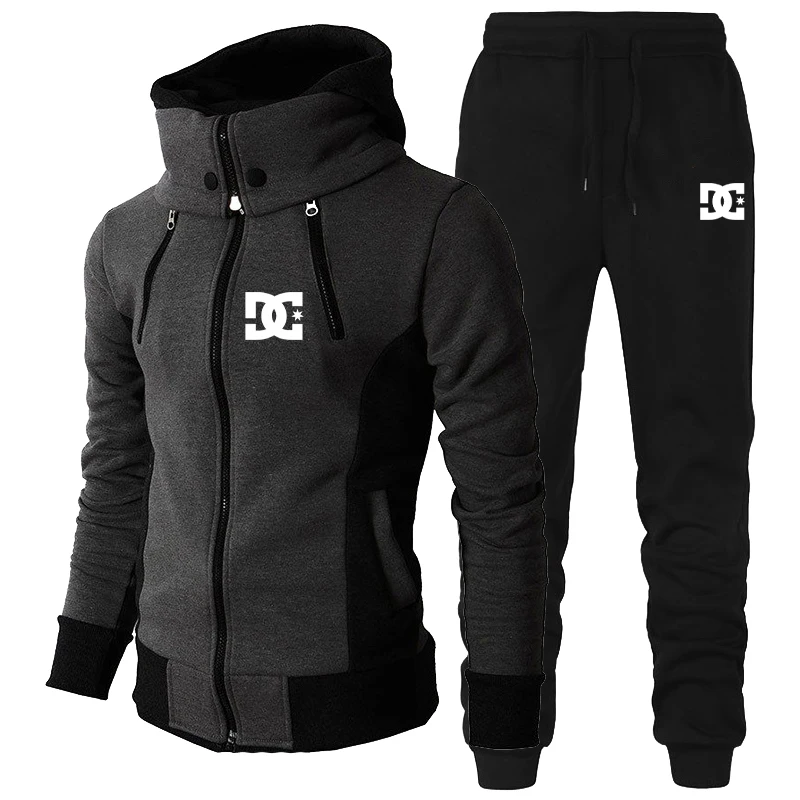 

New Style Men's Sport Apparel Casual Jogging Suit Two Pieces Set Cool Printed Sweatshirts Zipper Jacket Coat Tops + Pants Set