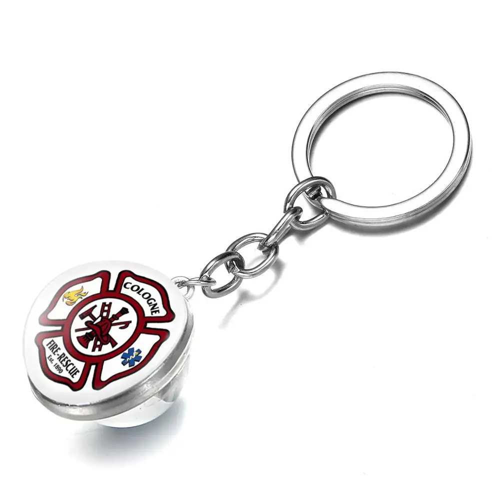 SONGDA высококачественный брелок для ключей Fire Dept с рисунком из стекла ручной
