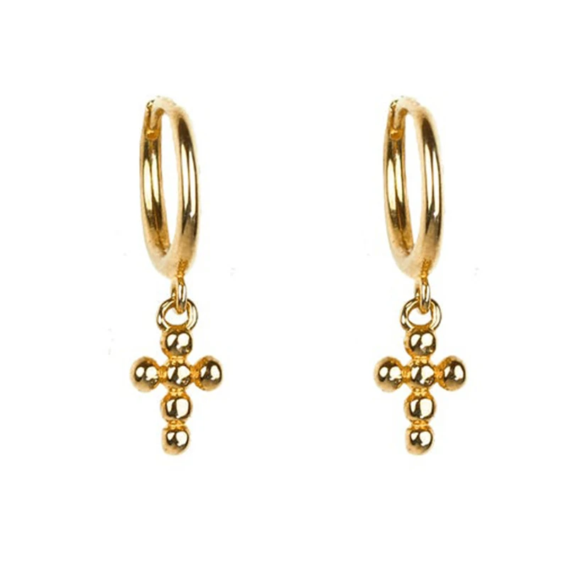 

Silver 925 Jewelry Earrings For Women Cross Light Beads Dangle Earring Gold/Silver Jewelry 2021 Trend Pendientes Mujer Fine Gift
