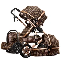 Adjustable Luxury Baby Stroller 3 in 1 High Landscape Reversible Baby Strollers Hot Mom Pink Stroller Travel Pram 8 Gifts