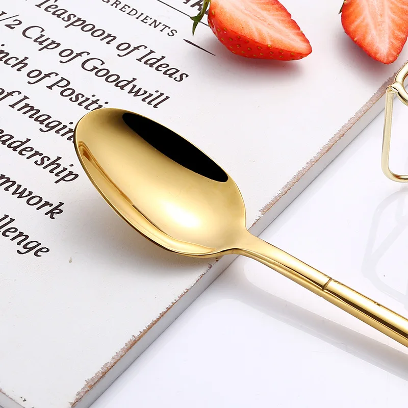 Набор столовых приборов из Золотой стали столовая вилка ложка набор ножей