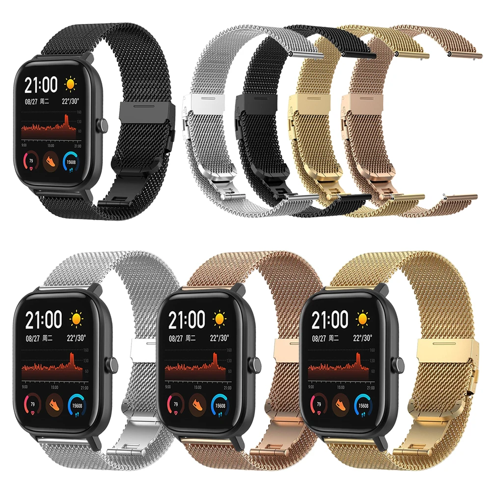 

Ремешок «Миланская петля» из нержавеющей стали для Huami Amazfit GTS, браслет для часов Amazfit GTR Stratos 3 Bip