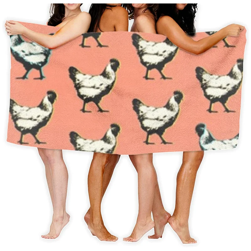 

Art Chickens bath towels, 30" X 50" swimming pool, spa and fitness towels Quick-drying towels 100% microfiber