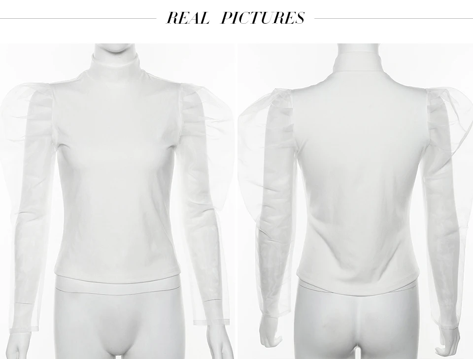 Gagaopt O Neck Mesh Crop Tops Women Autumn Shirts Lady Sexy Perspective Stitching Party Blouse