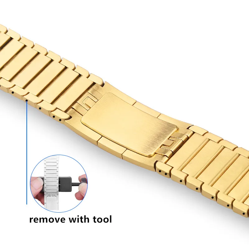 B gold Ремешок из нержавеющей стали для Apple Watch band 4 5 44 мм 40 мм стальной ремешок iwatch 4 3 ремешок 42 мм 38 мм 36L металлический браслет для часов - Цвет ремешка: B gold