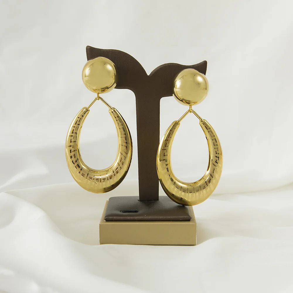 

SUNNESA Round Drop Earrings For Women Beautiful Jewelry European And American Style Gold Color