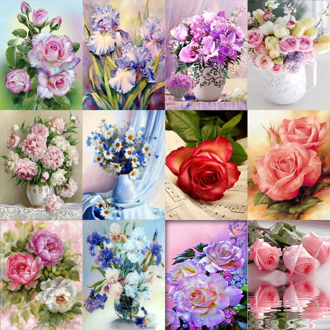 

Алмазная 5D картина, украшенная цветными цветами, ручная работа, круговая