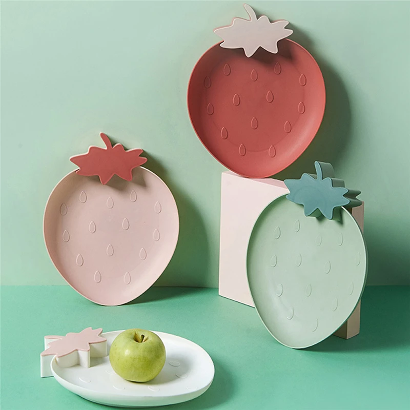 

Lazy Snack Tray Strawberry Shape Fruit Food Tray Candy Cute Plate Snack Dish Fruit Food Plate Household Plastic Plate For Home
