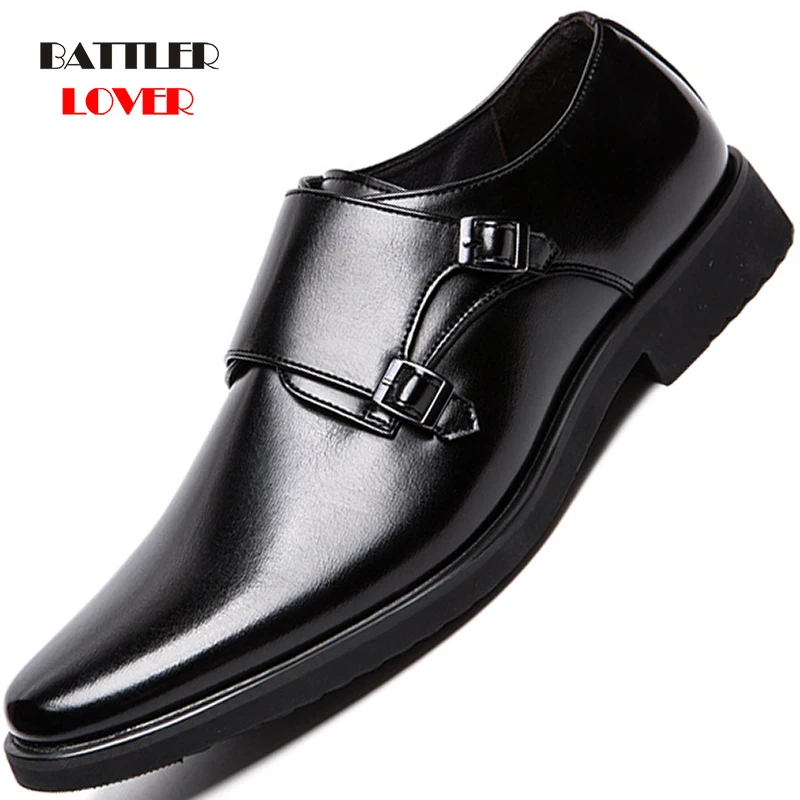 

British Style Pointed Toe Men Shoes Fashion Buckle Dress Shoes New Autumn Business Formal Footwear Male Big Size 48 Wedding Shoe