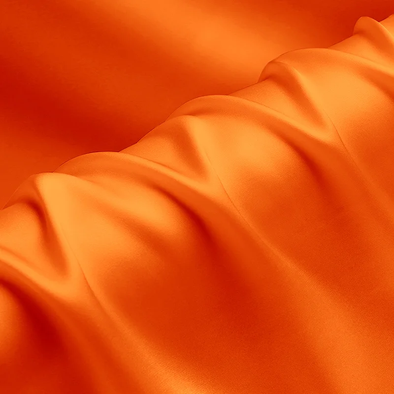 

100% silk charmeuse satin 19mm 114cm(45") width reddish orange color mulberry silk fabric NO.05