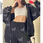 Женские толстовки на молнии Rockmore, толстовки с капюшоном и принтом крест-накрест, осенняя уличная одежда с длинным рукавом