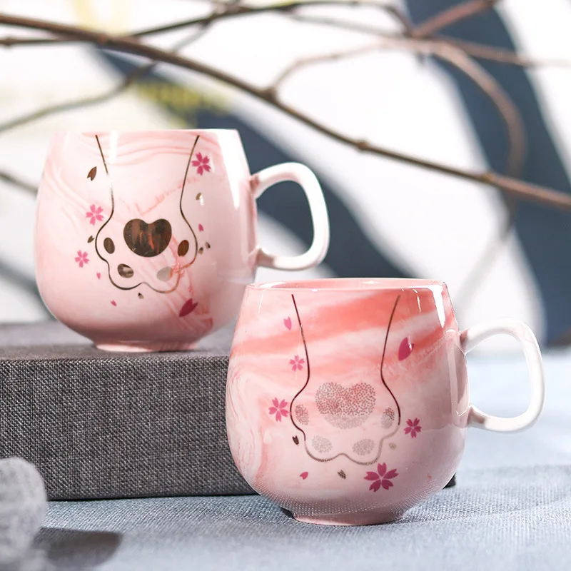 

Flamingo Coffee Mugs Ceramic Mug Travel Cup Cute Cat Foot Ins 72*85mm 350ml H1215