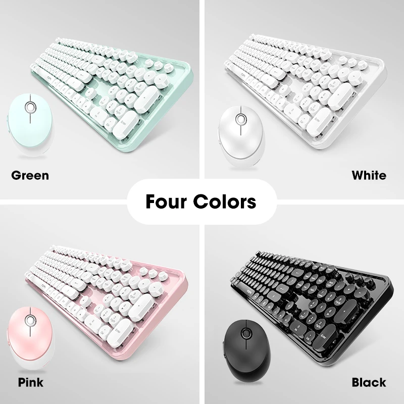 

Mofii 2.4G Wireless Keyboard and Mouse Set Multimedia Roud Keycap Keyboard and Mouse Comb for Mac Laptop Notebook PC Girls Gift