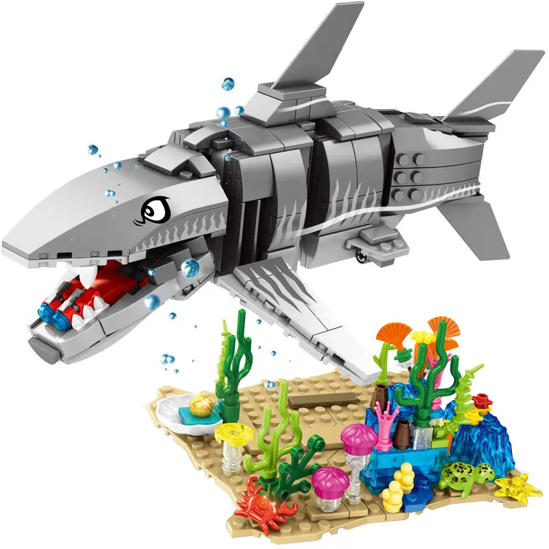 625 шт Юрского периода морской жизни вращающийся Megalodon Акула строительный блок DIY