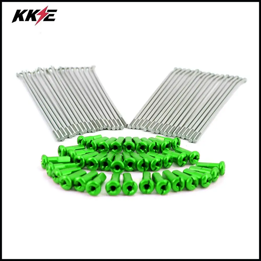 Передние спицы из нержавеющей стали KKE 1 6*21 дюйма для KAWASAKI KX250F 2006 2020 KX450F зеленые