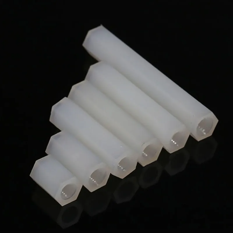 

M2-M4 White Spacing Screw Column Flat Head Female Double Pass Nylon Plastic Nut for PCB Fixed