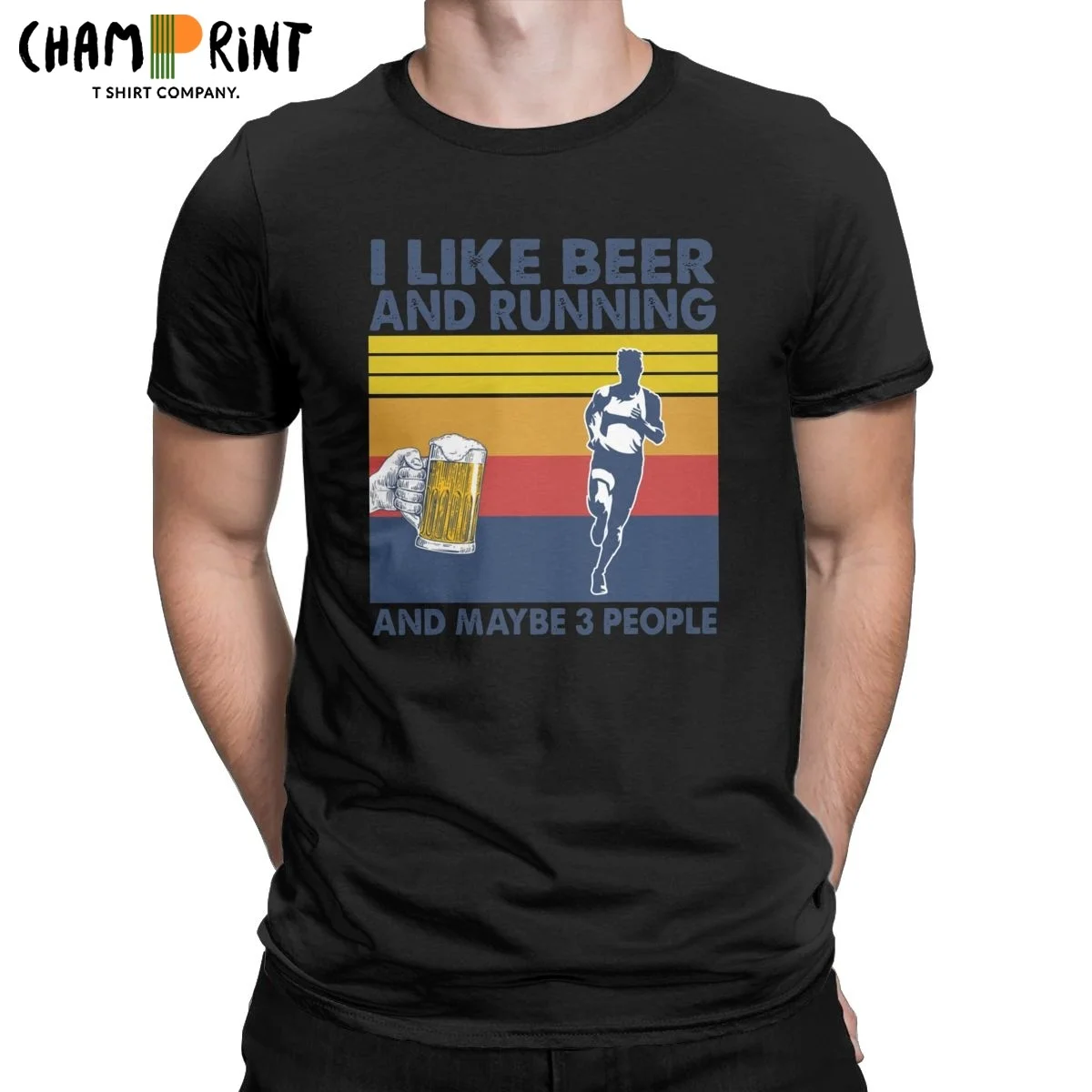 

Drink Beer I Like Beer And Running And Maybe 3 People T Shirt Men 100% Cotton Novelty T-Shirt Crewneck Tee Clothes Gift Idea