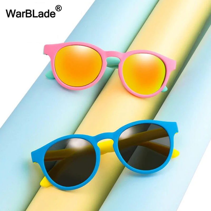 WarBlade Round Cute Kids Polarized Sunglasses Boys Girl Children Sun Glasses Silicone Safety Baby Shades Eyewear UV400 With Case |