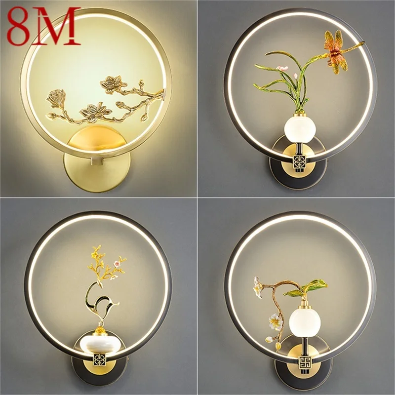 

8M Indoor Brass Wall Light Sconces Jade Lamps Modern Creative Fixture Decorative For Home