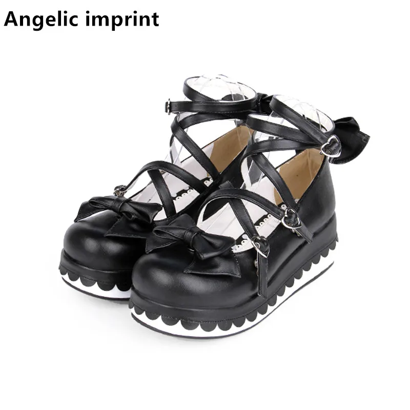 Ангельский отпечаток Туфли в стиле mori Girl туфли Лолита женские косплей на высоком