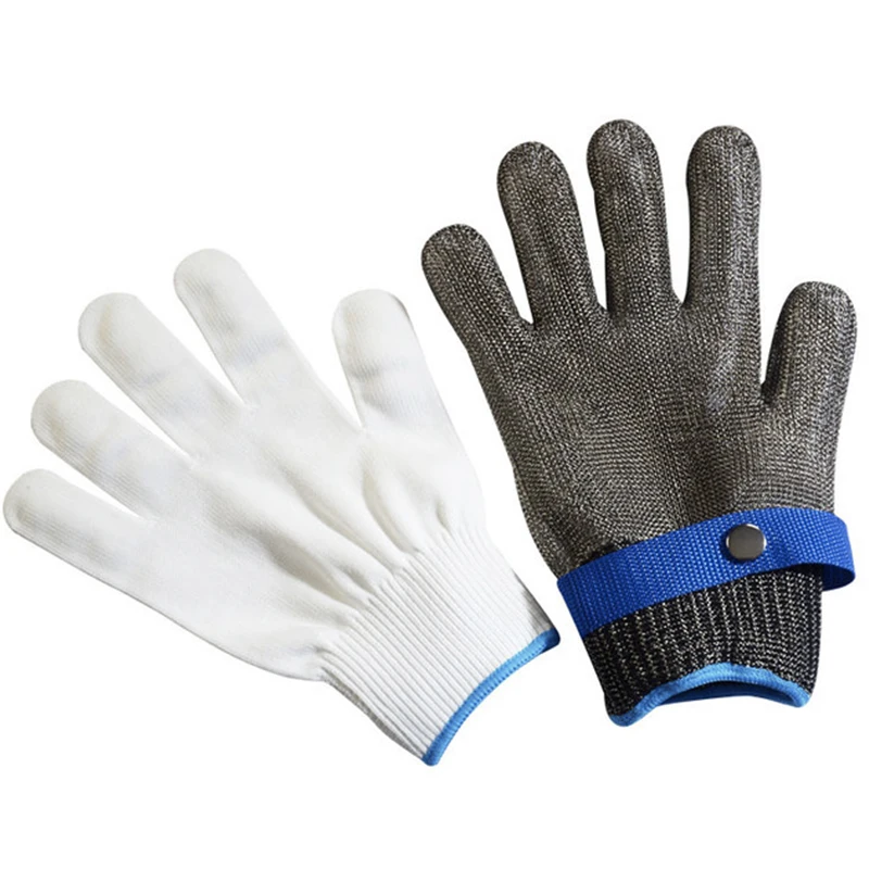 Перчатки устойчевые срезу Нержавеющая сталь проволочная металлическая сетка