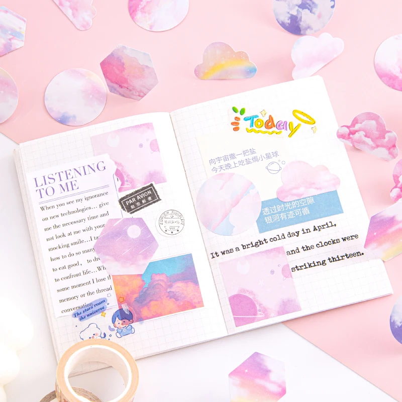

46Piece Box Stickers Gradient Dream Rainbow paintings round square Memo Scrapbooking Decoration handmade Seal 4CM