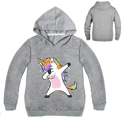 HD016-Gray Толстовки для девочек; весенние хлопковые толстовки с единорогом для девочек; Одежда для маленьких девочек; Детский свитер; От 2 до 12 лет; одежда для детей - Цвет: HD016-Gray