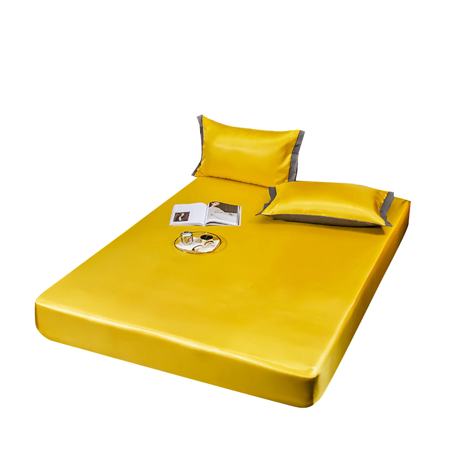 

Ice Bed Sheet with Pillowcase Full Cover Design Non-slip Fade Resistant Washable Ultra Soft AUG889