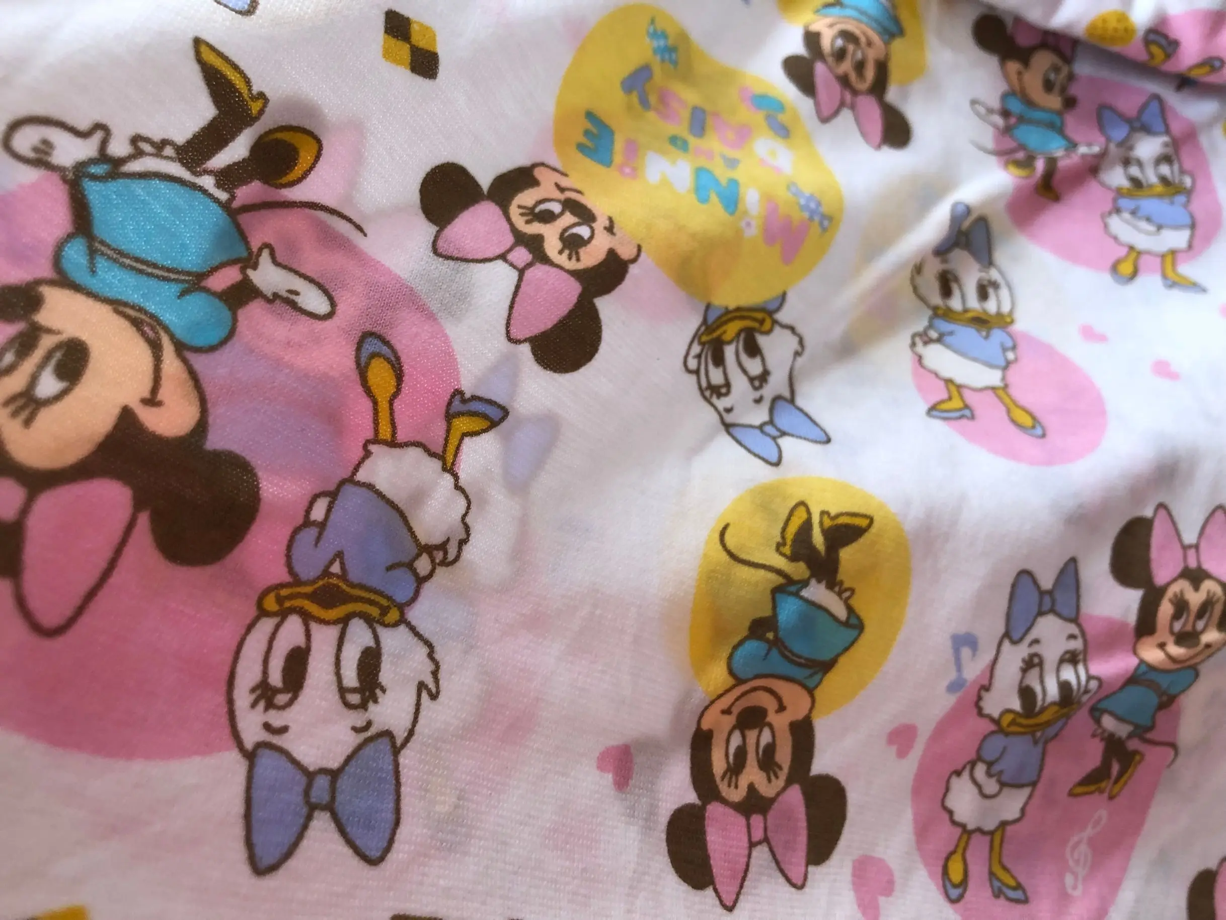 1 ярд детская эластичная ткань с ромашками/Минни хлопковая трикотажная швейная