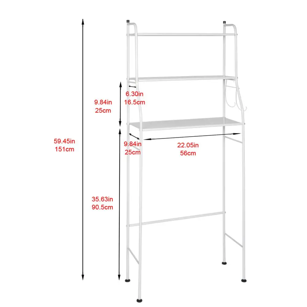 

3-Tier The Toilet Bathroom Rack Toilet Shelf Floor Type Storage Shampoo Towel Accessory Rack Bathroom Washing Machine Shelf