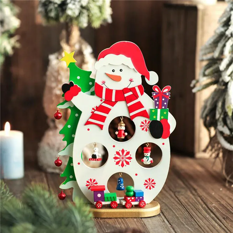 

Рождественский деревянный Снеговик настольное украшение Дед Мороз настольное ремесло новый год Домашняя вечеринка Искусственный белый