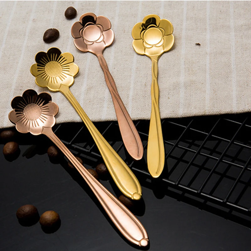 Розовая Золотая прочная кофейная ложка из нержавеющей стали десертная чайная
