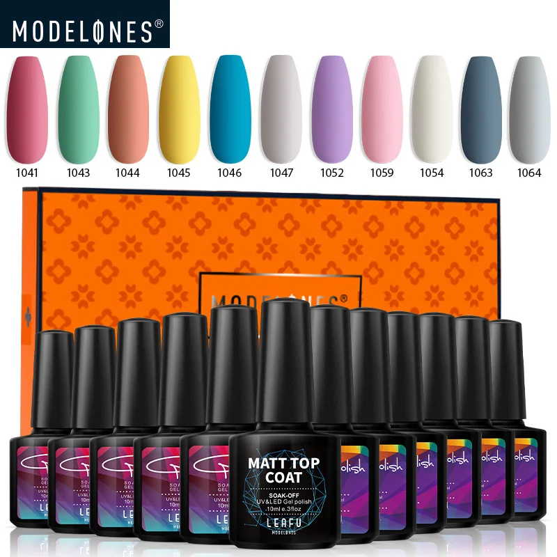 12 PCS SET 04 Modelones 6/12 шт матовый лак для ногтей Гель-лак замачиваемый Блестящий светодиодный Гель-лак наборы для ногтей долговечный Полупостоянный лак - Цвет: 12 PCS SET 04