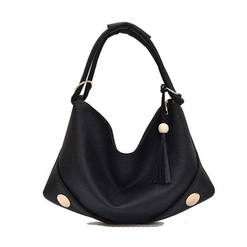 

Женская модная сумка, женская сумка через плечо, мягкая искусственная кожа, зрелая темпераментная Сумка-тоут, Женская Повседневная сумка через плечо с деревянными бусинами и кисточками