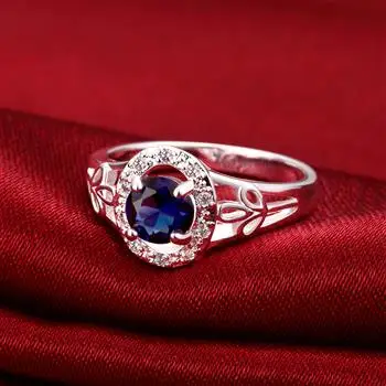 

Fashion Silver Ocean Heart Ice Blue Temperament Women's Zircon Ring Spr058-a-8 Luxury Jewelry Wholesale Rings for Women