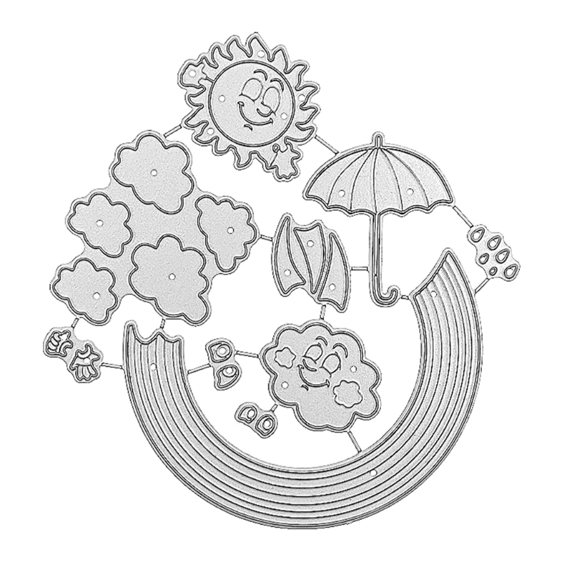 

Rainbow Clouds Metal Cutting Dies Stencil Scrapbooking DIY Album Stamp Paper Card Mold Embossing Decoration