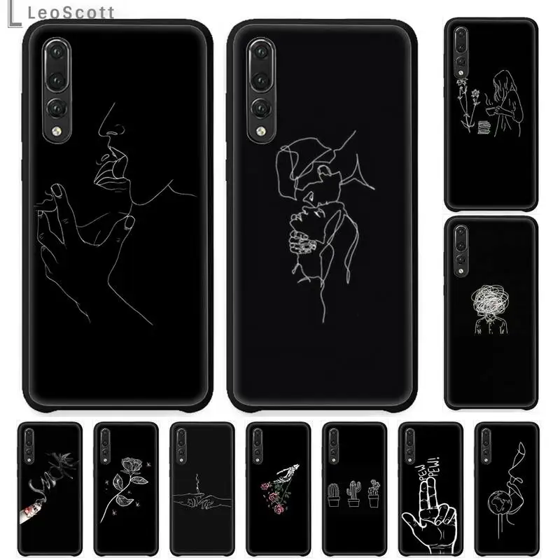 

Art Rose Lover Harajuku Aesthetics Phone Case For Huawei honor Mate P 9 10 20 30 40 Pro 10i 7 8 a x Lite nova 5t Soft Silicone