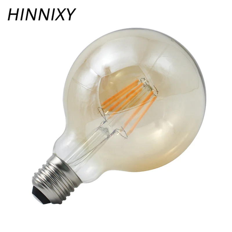 Hinnixy светодиодный G95 E27 Лампа накаливания с регулируемой яркостью Янтарная Ретро винтажная лампа 8 Вт 220 В-240 в теплый белый NXP IC драйвер лучше затемняющие лампы