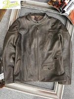 genuine 100 leather jacket men vintage real cowhide coat short biker jacket for men spring autumn 2021 chaquetas hombre