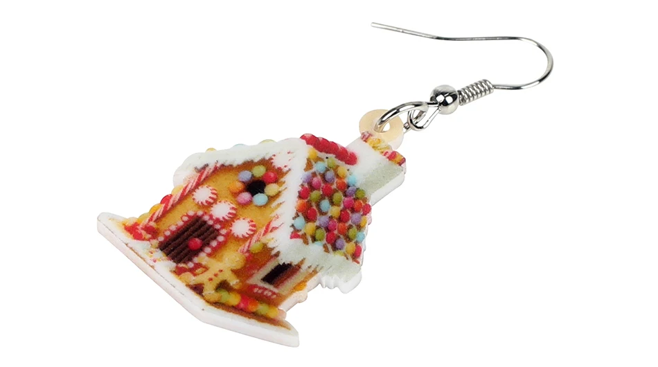 WEVENI Acrylic Christmas Anime Colorful House Earrings Long Drop Dangle Fashion Girl Women Wholesale Festival Party Accessories