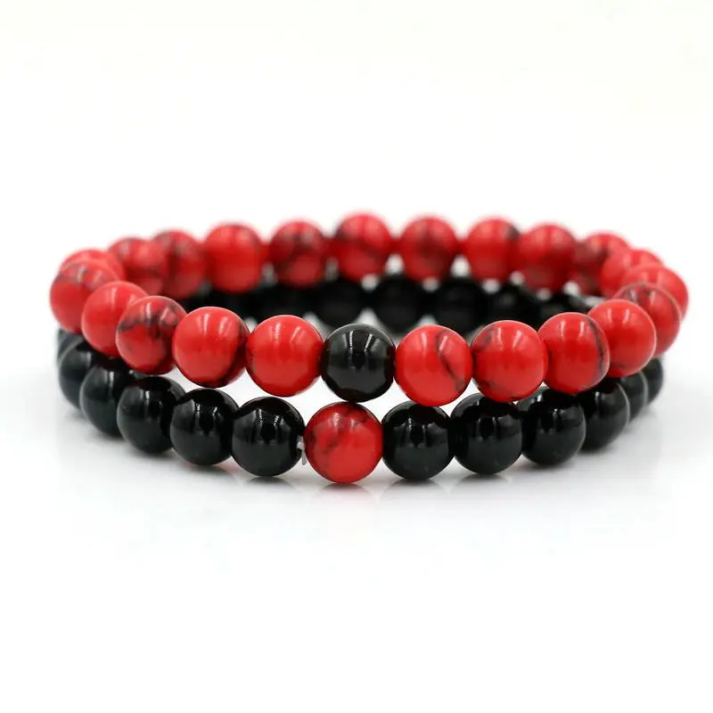 2 шт./компл. Пары Браслет дистанции Классический Натуральный Камень белого и