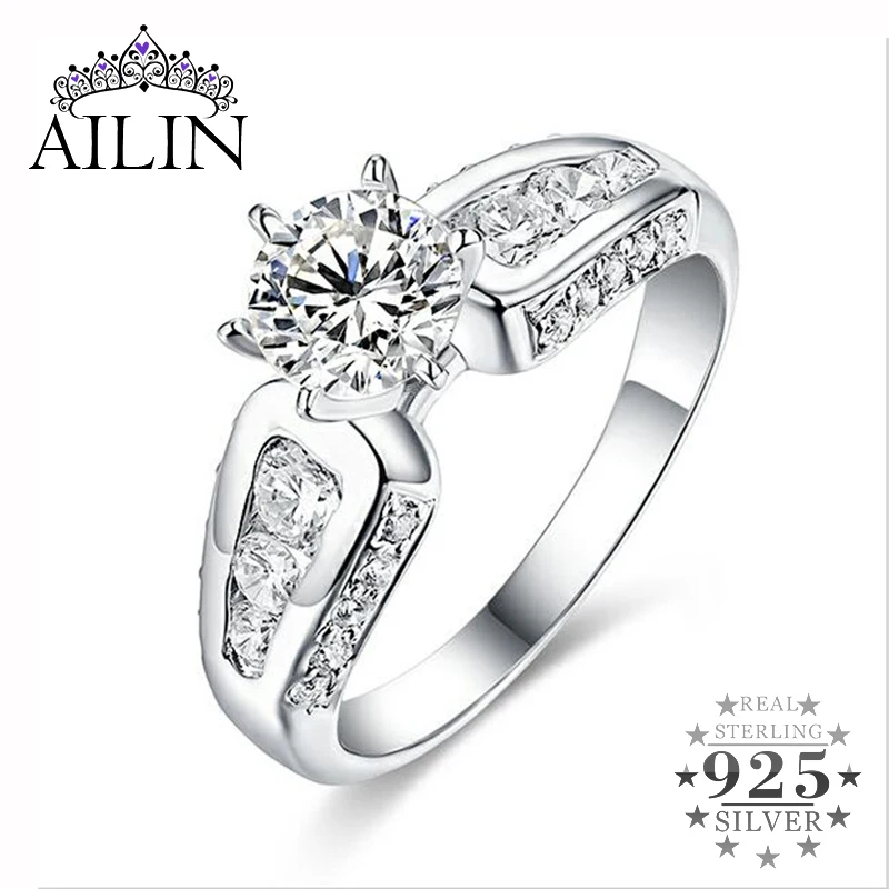 

AILIN Personalized Sterling Silver Women Custom Engagement Rings Promise CZ Ring For Birthday Gift Custom Stone Color