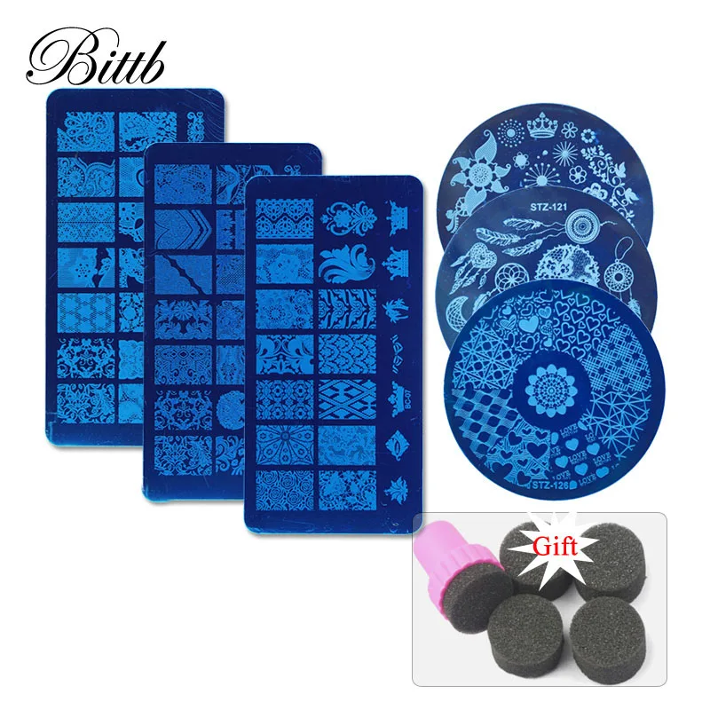 Пилочки для ногтей Bittb штамповочная пластина шаблоны дизайна в виде цветов и