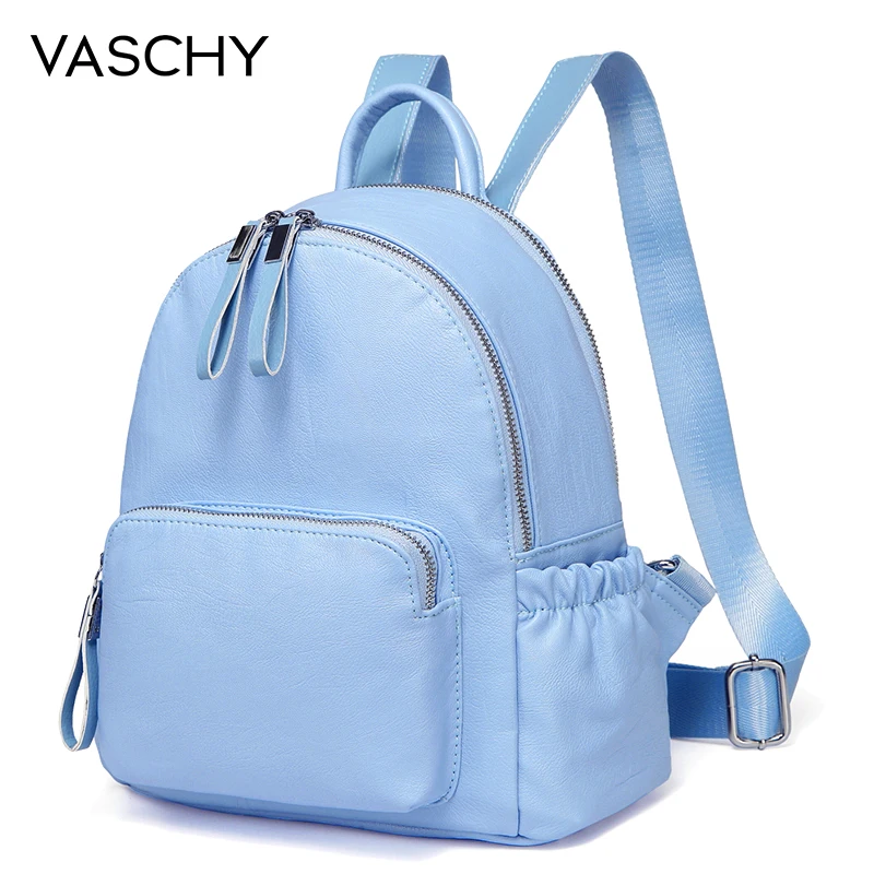 Детский синий мини рюкзак VASCHY маленький из искусственной кожи Vaschy для женщин