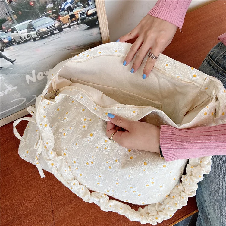 casual large capacity tote designer sweet daisy women shoulder meseenger bags canvas lady crossbdoy bag summer beach big purses | Багаж и