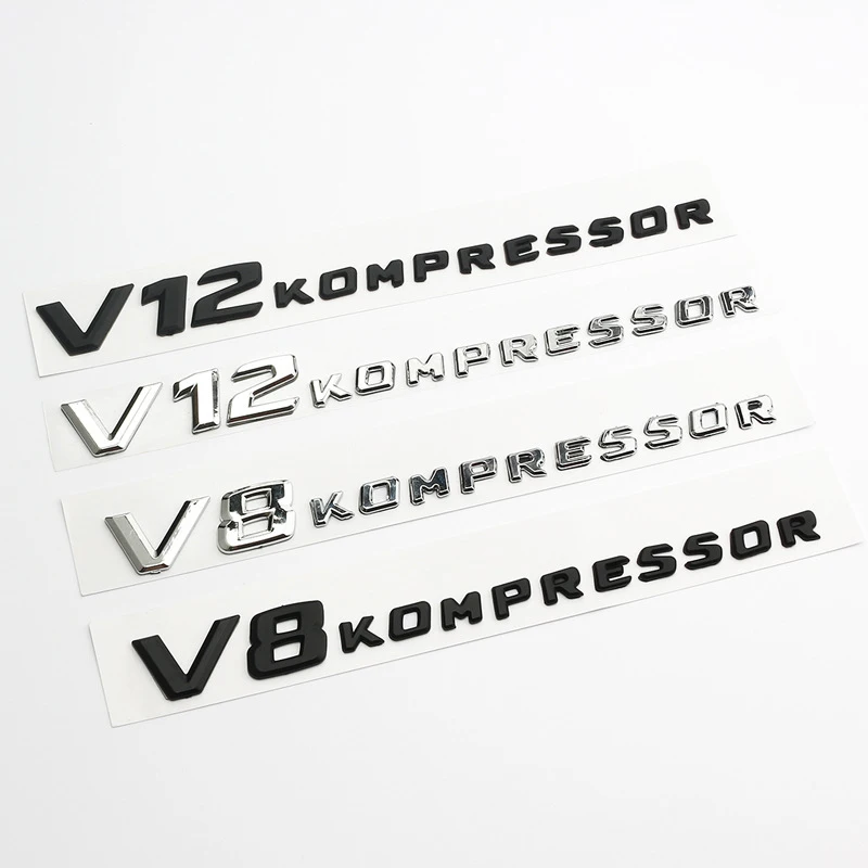 

3D V8 KOMPRESSOR V12 KOMPRESSOR Letters Emblem Sticker For Mercedes Benz C S R CLA CLS CLK SLK SLR Class